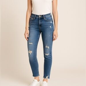 Vervet Distressed Skinny Jeans Cropped Raw Hem | Size 24